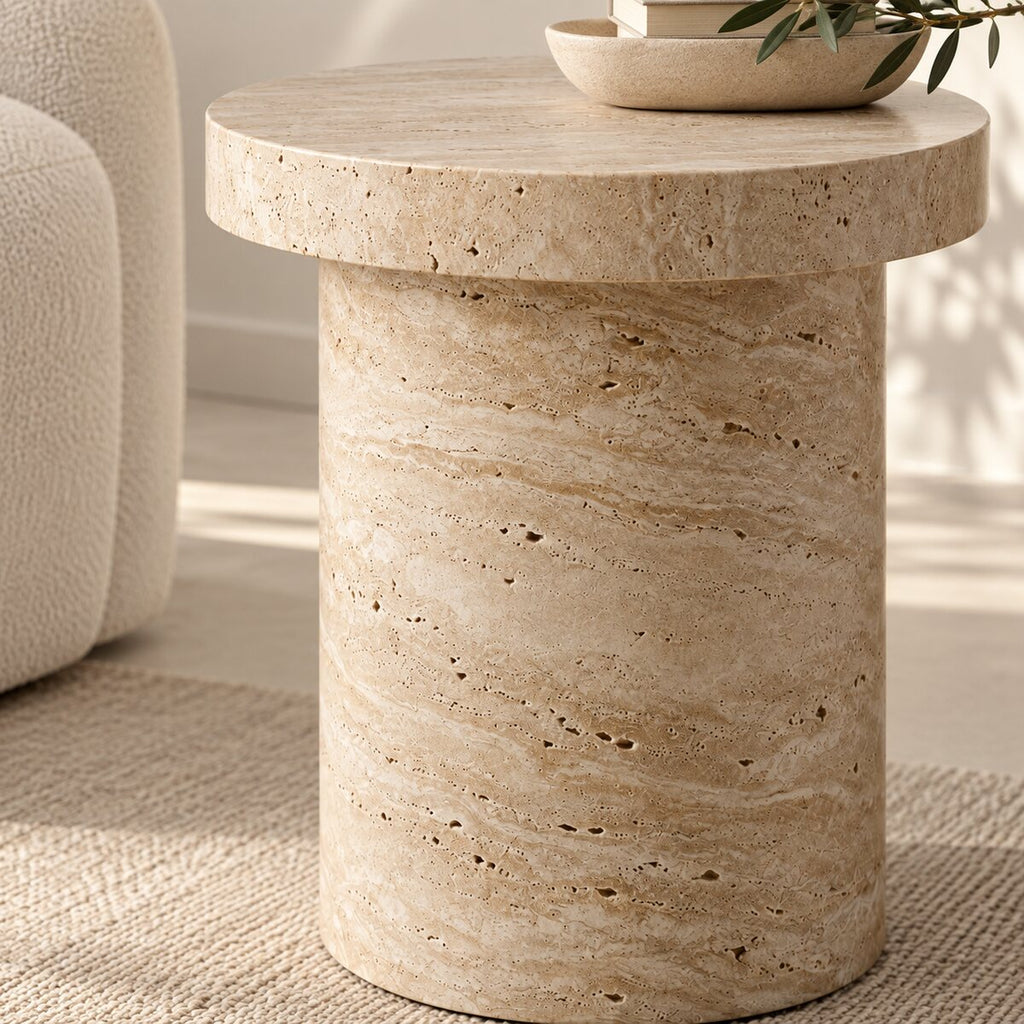Haven Travertine Side Table