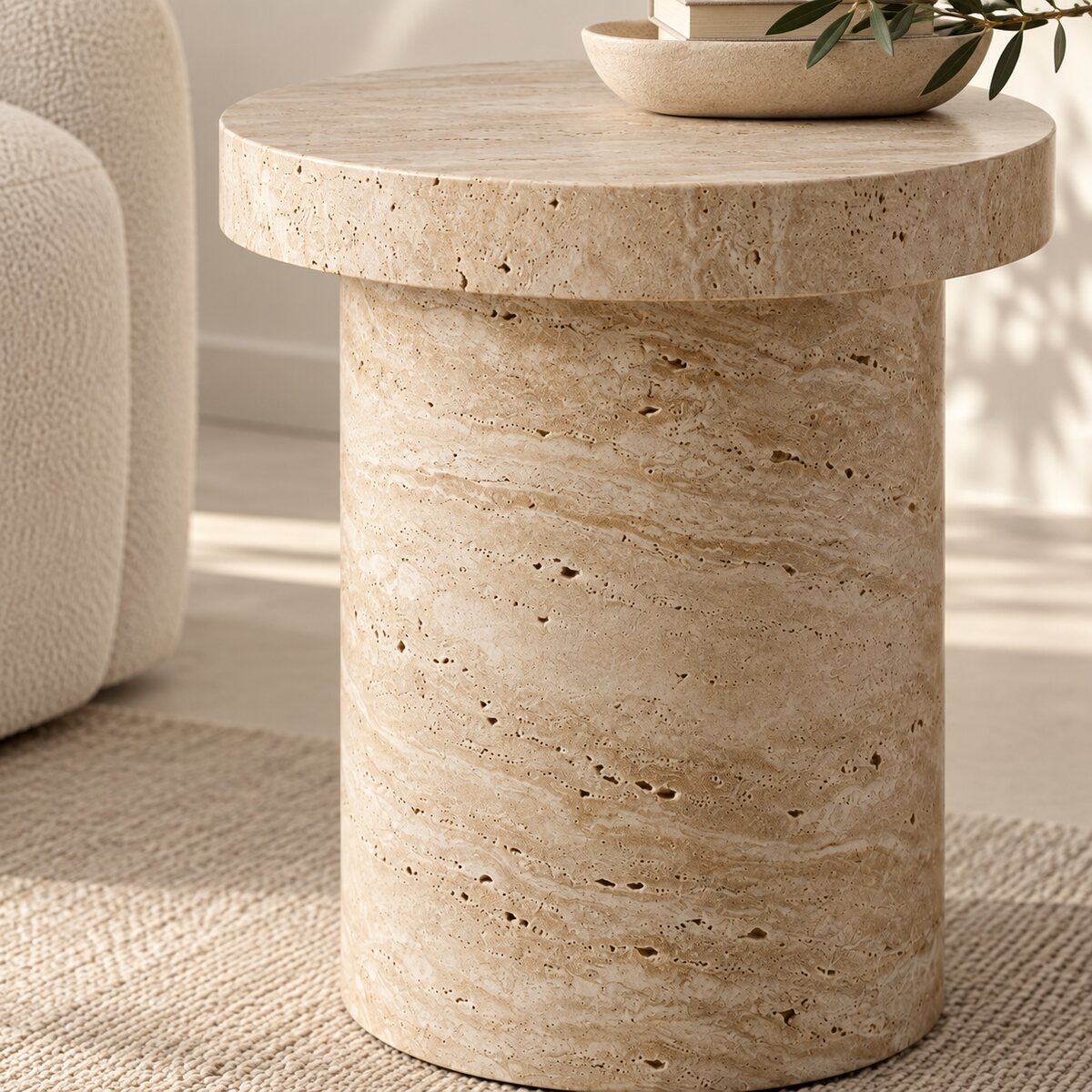 Haven Travertine Side Table