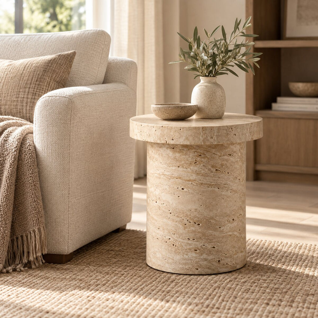 Haven Travertine Side Table