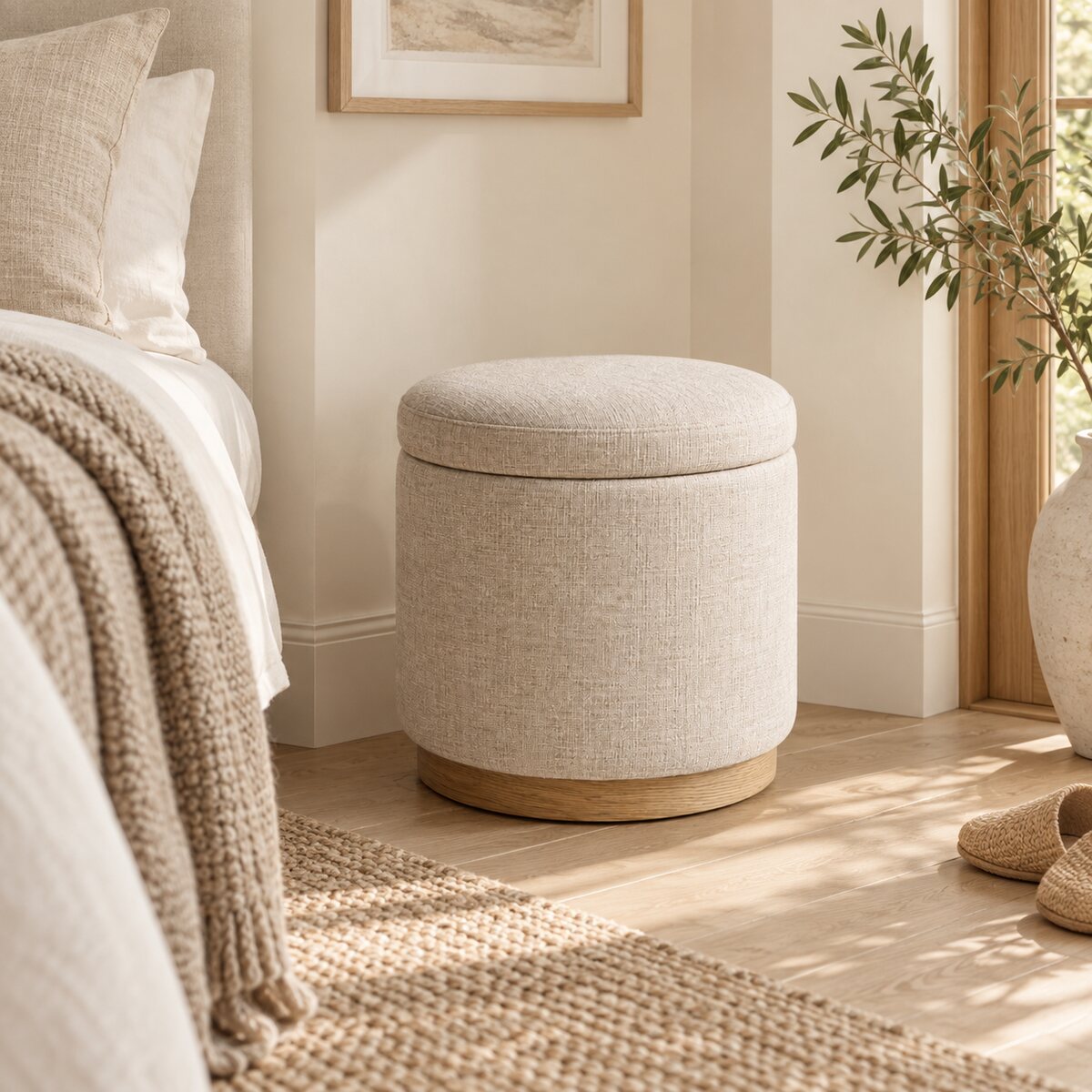 Elowen Linen Storage Stool