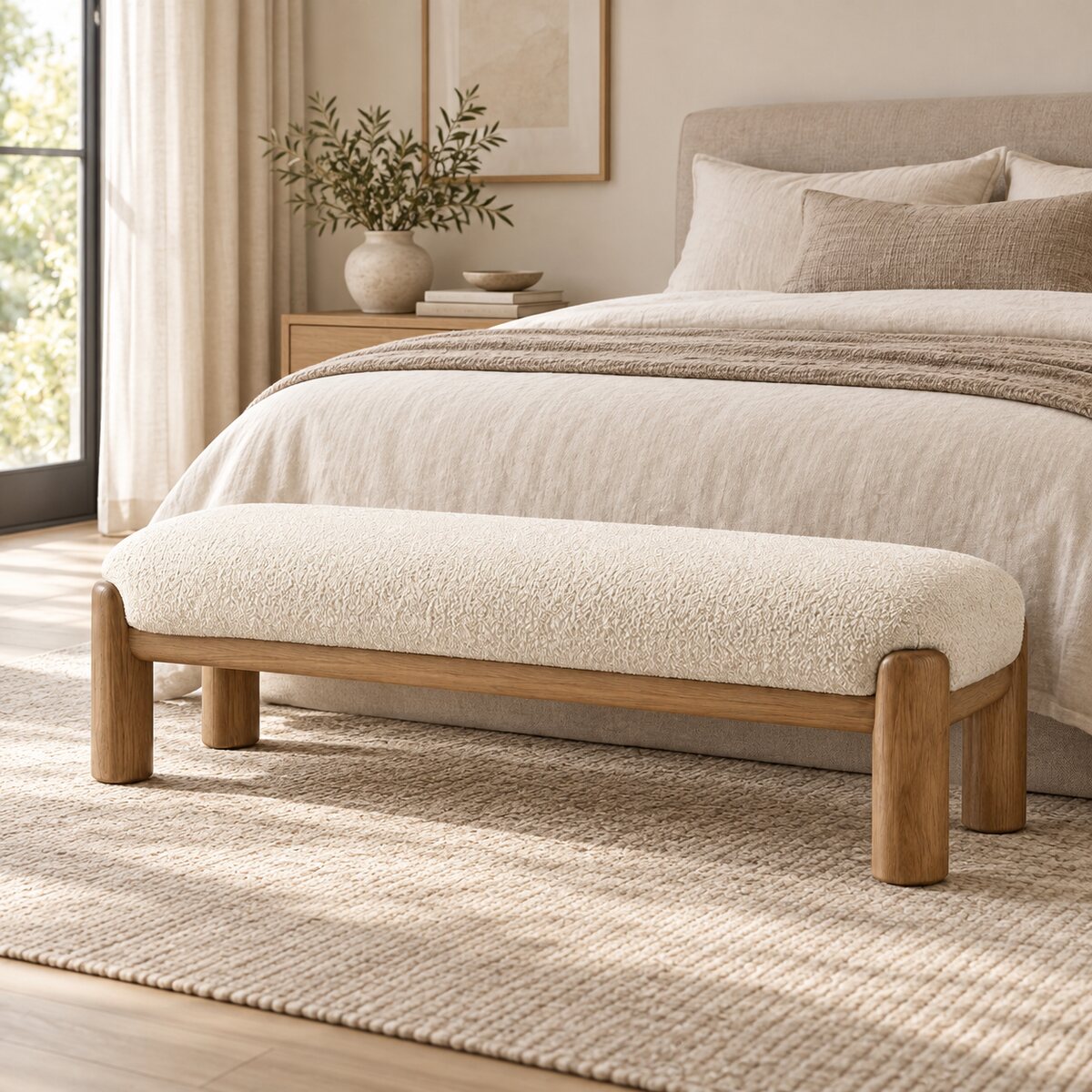 Rowan Bouclé Bedroom Bench